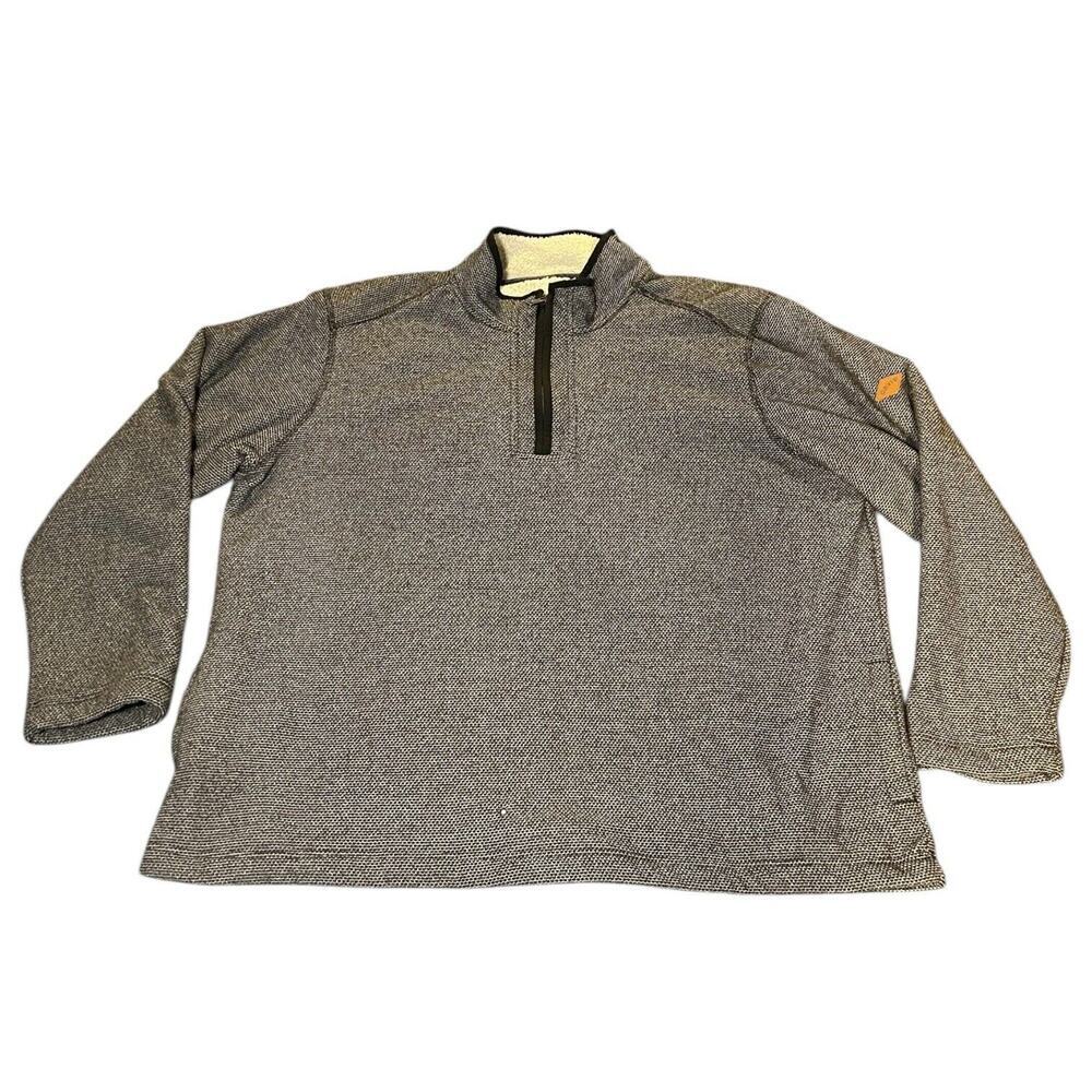 ORVIS Gray & White Pullover Sweater Sherpa Lined 1/4 Zip‎ Men's Size XXL Winter